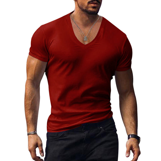 Herren lässiges V-Ausschnitt T-Shirt R&B