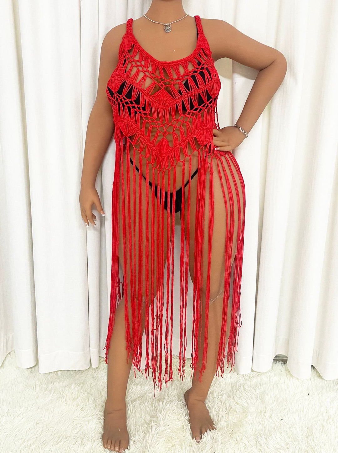 Damen Strandponcho mit Fransen R&B