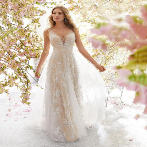 Damen Elegantes Tüll Abendkleid mit floralem Design und transparenter Oberfläche R&B