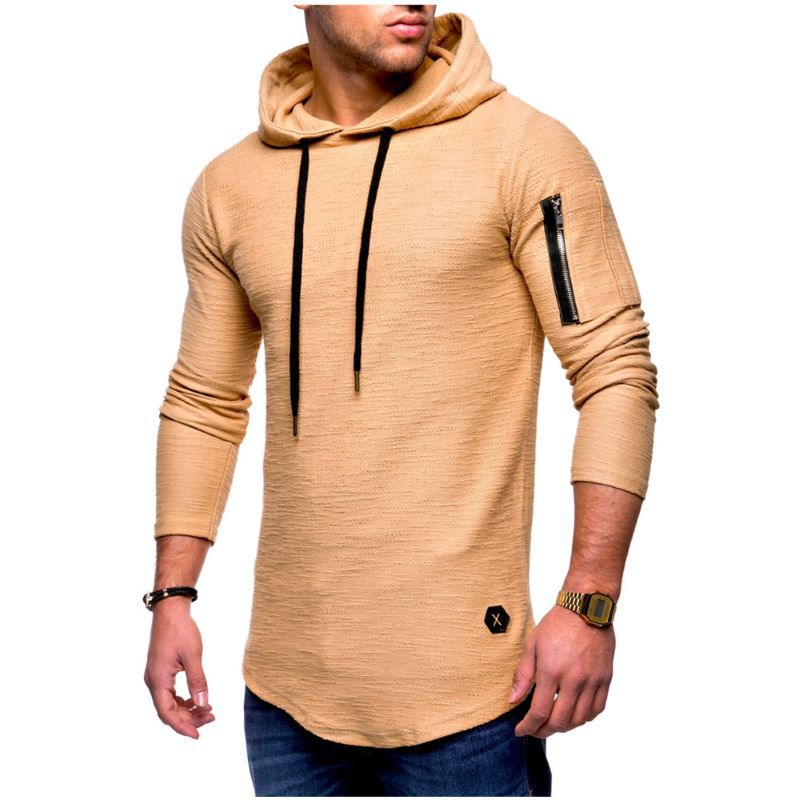 Herren langer Kapuzenpulli mit einzigartiger Struktur