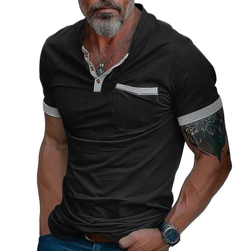 Herren Poloshirt mit modischem Kragen und Brusttasche
