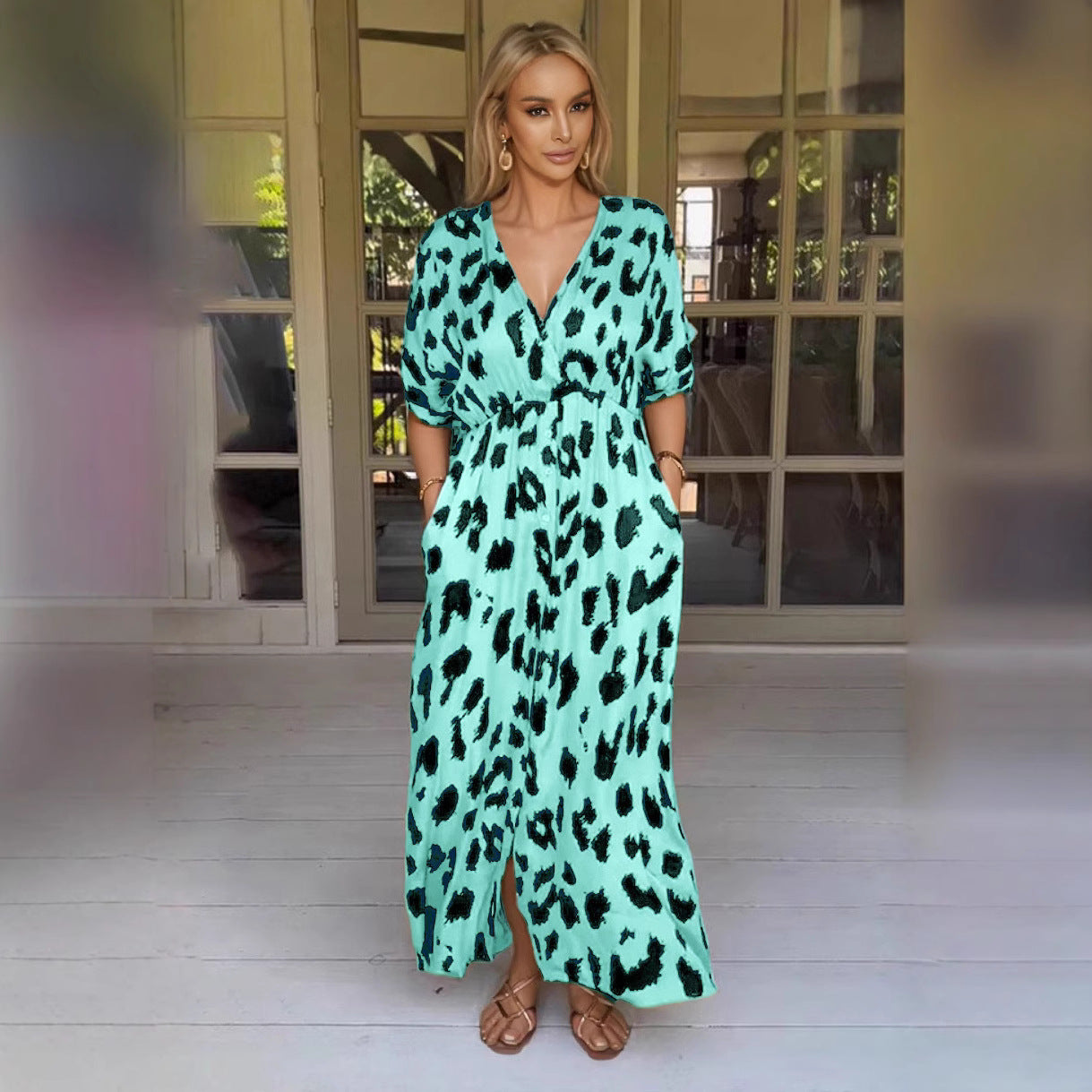 R&B | Leopard-Kleid Grenzüberschreitendes Leopardenmuster Kleid