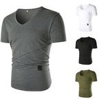 Herren V-Ausschnitt T-Shirt mit asymmetrischem Schnitt und elastischem Bund