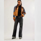 Damen Weite Jeans mit modischen Saumdetails