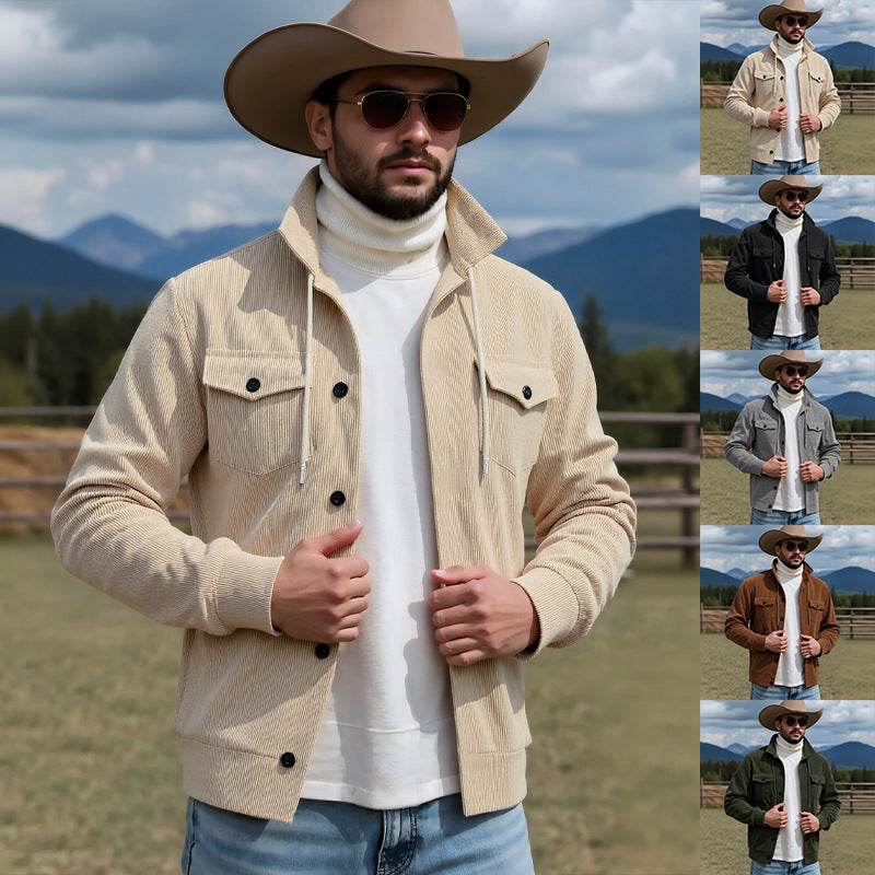 Herren lässige Strickjacke mit praktischen Brusttaschen und modernem Stehkragen R&B