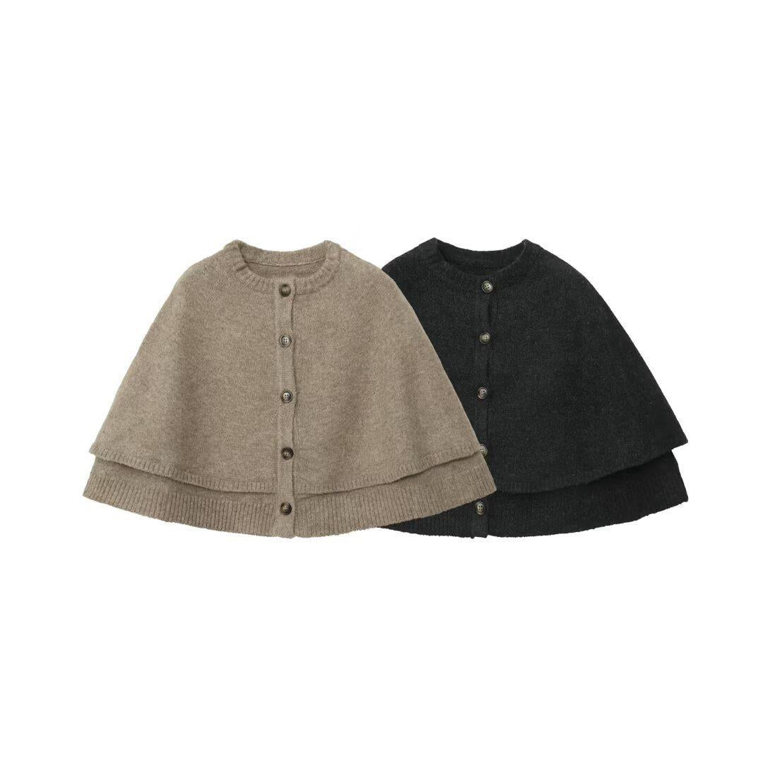 Damen modische Strickumhangjacke mit eleganten Knöpfen R&B