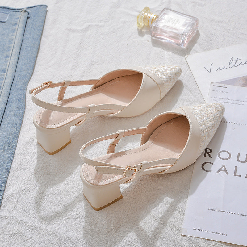 Damen elegante Slingback-Pumps mit modischer spitz zulaufender Form und praktischem Blockabsatz EB