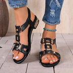 Damen elegante Schnallen-Sandalen mit modischen Verzierungen R&B