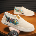 Damen lässige Slip-On Schuhe mit buntem Muster und flexiblem Sohlenprofil R&B
