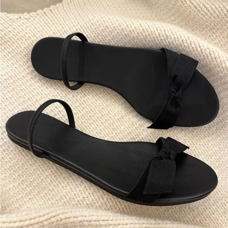 Damen Zehentrenner-Sandalen mit süßem Schleifendetail und komfortablem Fußbett R&B