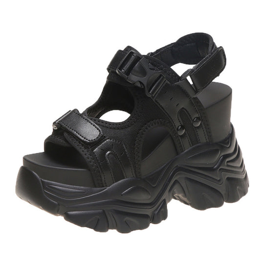 Damen Sportliche Plateau-Sandalen mit verstellbaren Riemen und rutschfester Sohle R&B