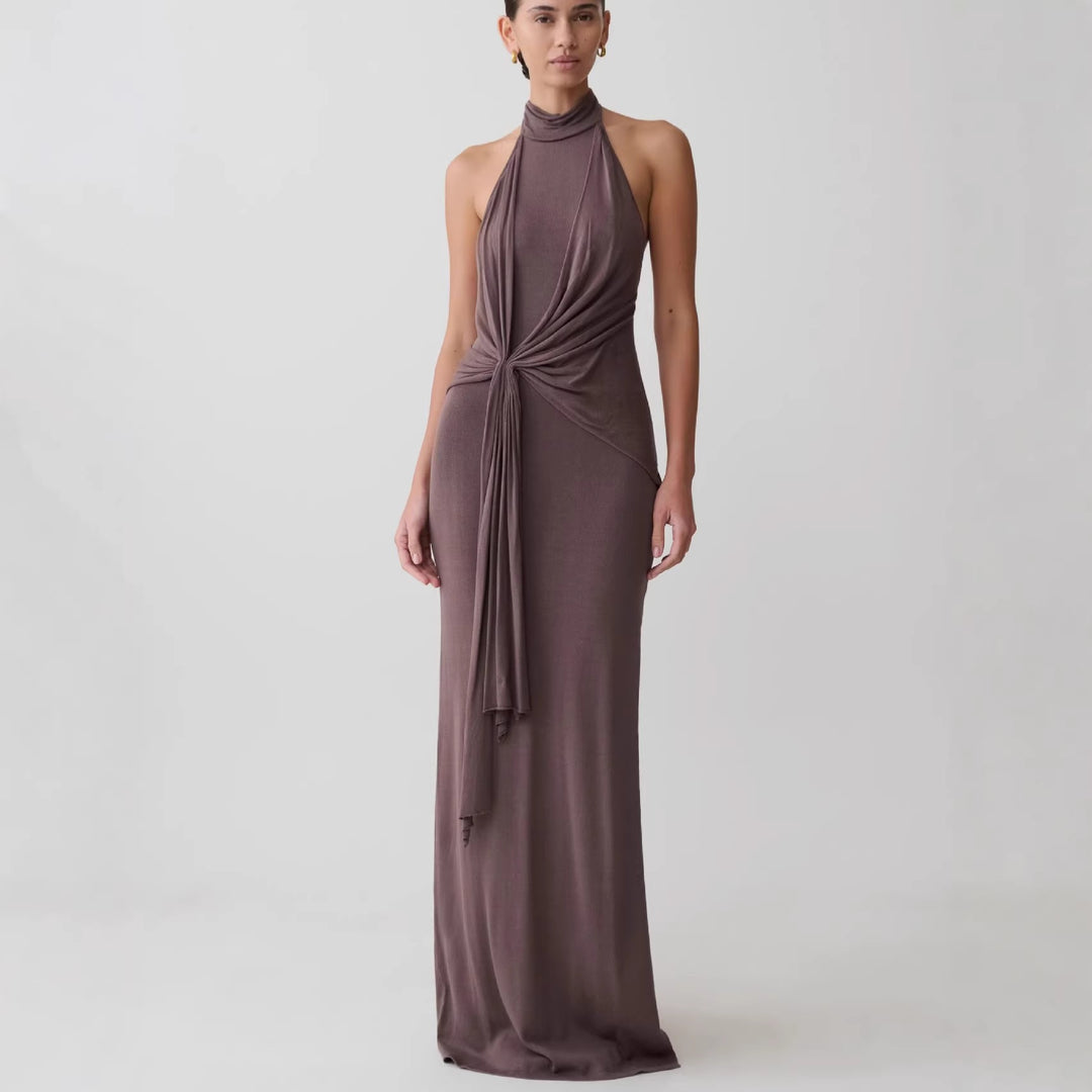 Damen Elegantes knöchellanges Wickelkleid mit tiefem Schlitz R&B