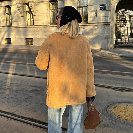 Damen Oversized Kunstfelljacke im lässigen Schnitt R&B
