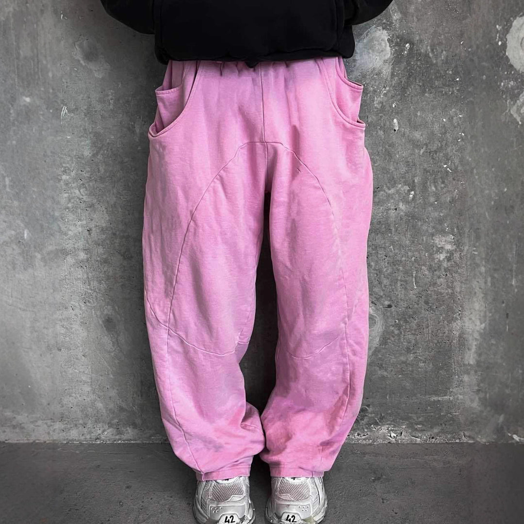 Herren nan Oversize-Freizeitjogger mit geschwungenen Nahtdetails, Kordelzugbund und elastischen Beinabschlüssen R&B