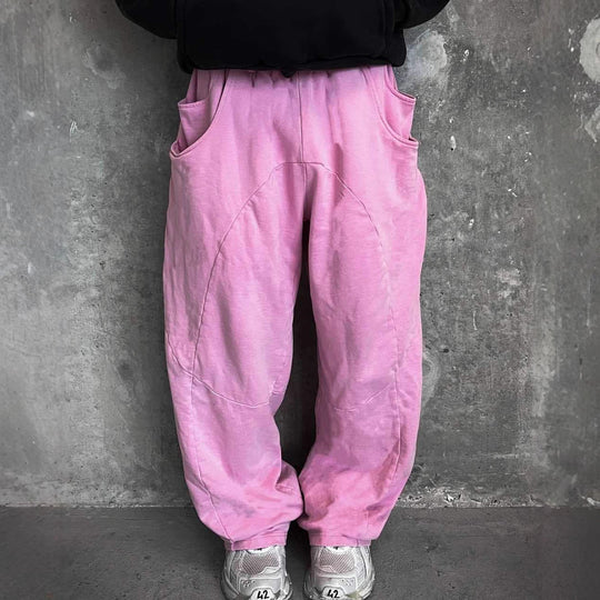 Herren nan Oversize-Freizeitjogger mit geschwungenen Nahtdetails, Kordelzugbund und elastischen Beinabschlüssen R&B