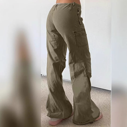 Damen Weit geschnittene Freizeithose mit praktischen Taschen und elastischem Bund R&B