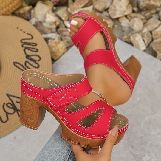 Damen komfortable Plateau-Sandalen mit durchbrochenem Design R&B