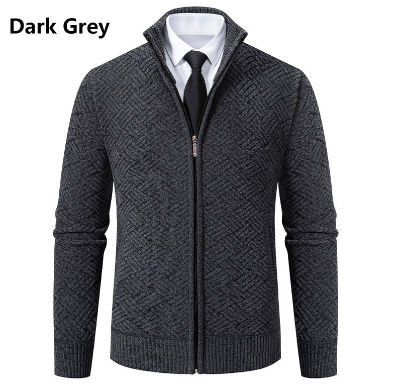 Herren Strickjacke mit modernem Zipper und kreativem Muster R&B