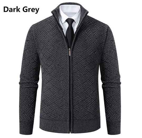 Herren Strickjacke mit modernem Zipper und kreativem Muster R&B
