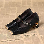 Damen elegante Blockabsatz Schuhe mit Kettenapplikation R&B