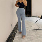 Damen Ripp-Leggings mit hoher Taille und weitem Bein R&B