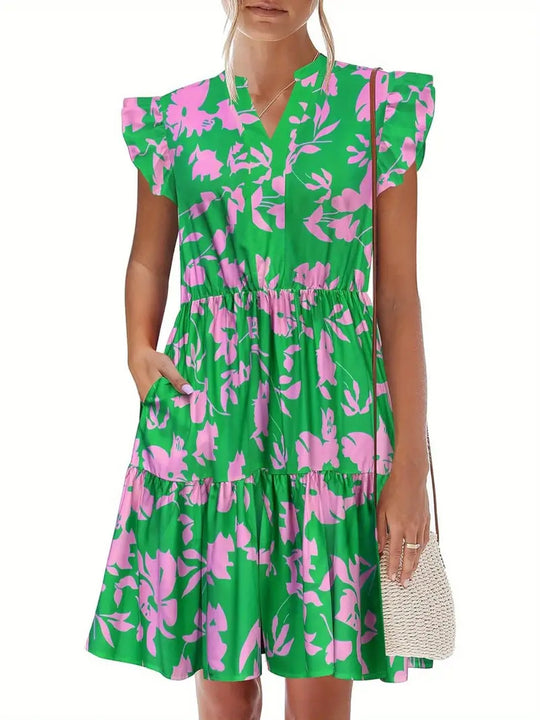 Damen Sommerliches Kleid mit Rüschendetails und elastischem Bund R&B
