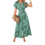 Damen Maxikleid mit modernen grafischen Mustern und elegantem V-Ausschnitt R&B