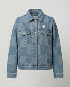 Damen Jeansjacke im Schachbrettmuster mit weit geschnittener Passform und urbaner Optik R&B
