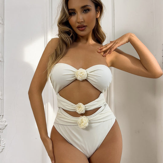 Damen Einteiliger Badeanzug mit floralem Design und innovativem Cut-Outs R&B