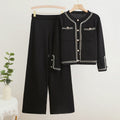 Damen elegantes Zweiteiler-Set mit strukturiertem Blazer und weitem Hosen R&B