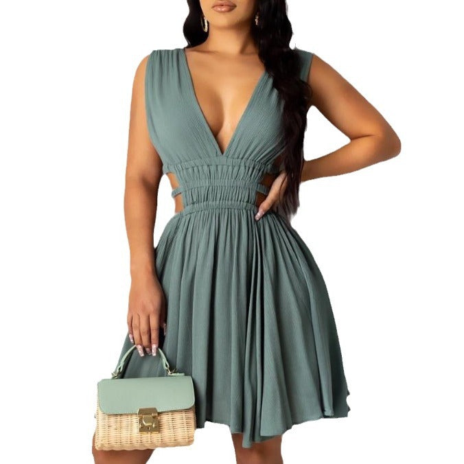 Damen Kleid mit tiefem V-Ausschnitt und Cut-Out-Details R&B