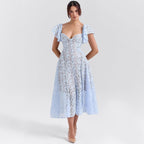 Damen Midikleid mit romantischer Spitzenstruktur und voluminösen Ärmeln R&B