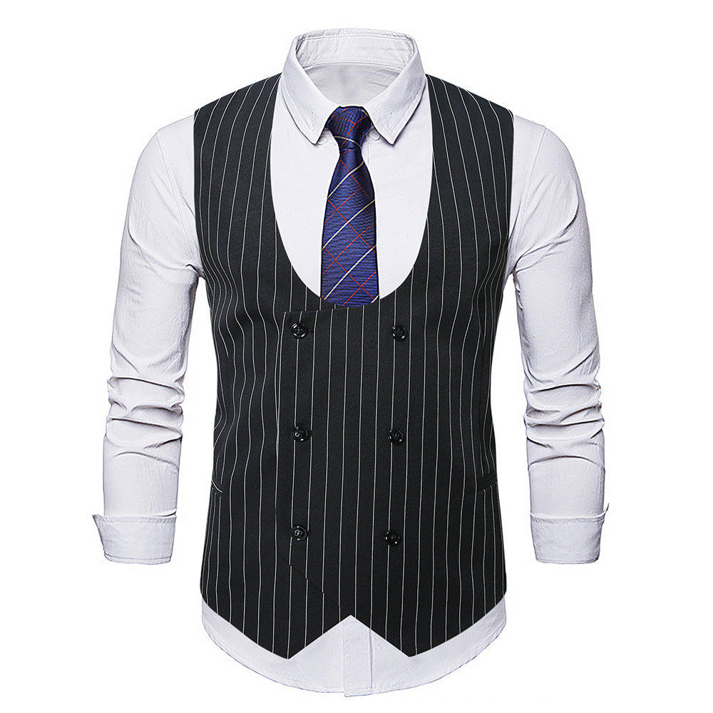 Herren elegante Weste mit doppelter Knopfleiste und klassischen Streifen R&B