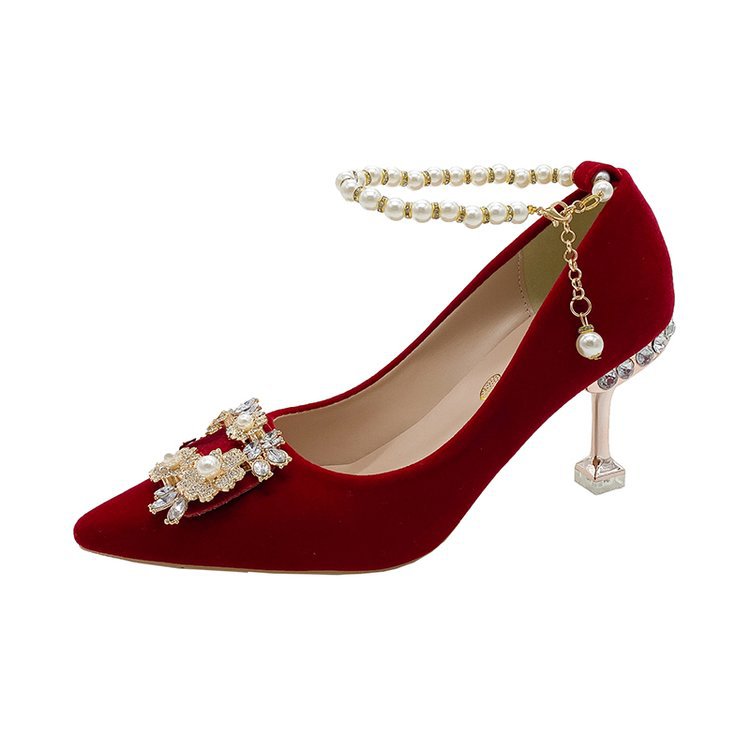 Damen elegante spitze Pumps mit funkelndem Schmuckdetail R&B