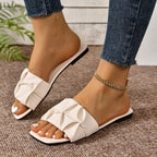 Damen Komfortable Mules mit dekorativem Faltendesign R&B