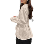 Damen Modische Bluse mit Bindegürtel und lässigem Schnitt R&B