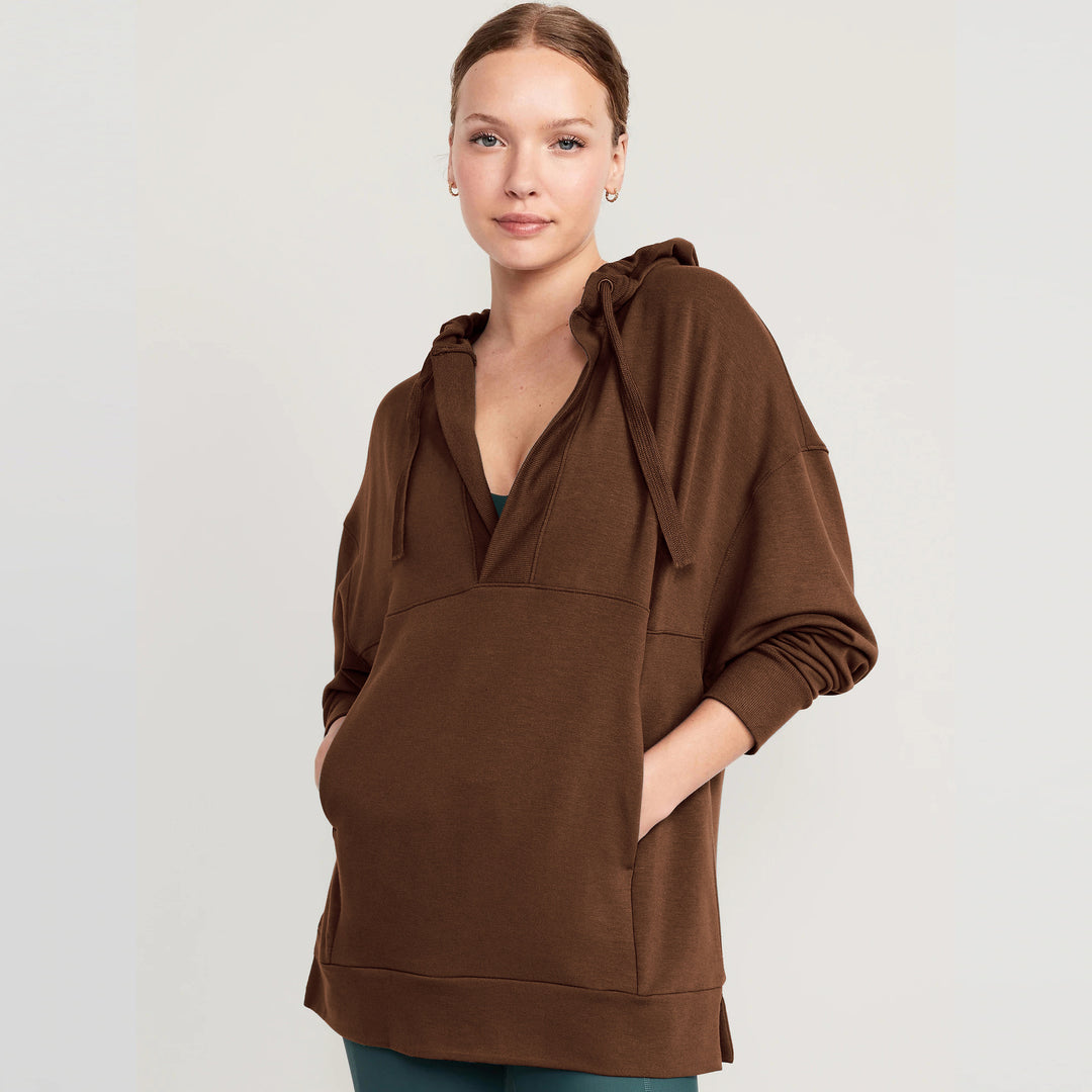Damen Lässiger Kapuzenpullover mit asymmetrischem Schnitt und praktischen Taschen R&B