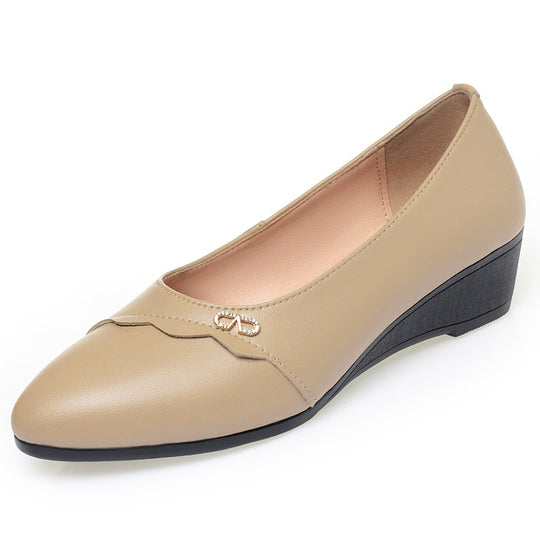 Damen Wedge Pumps mit elegantem Wellenmuster und modischem Schmuckdetail R&B