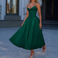 Damen A-linien Abendkleid mit verstellbaren Spaghettiträgern und schwingendem Rock R&B