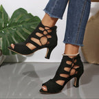 Damen Offene High-Heel Sandalen mit dekorativem Schnitt R&B