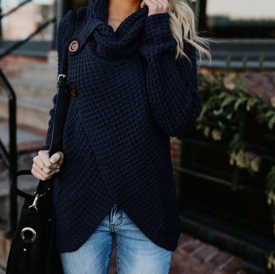 Damen Strickjacke mit asymmetrischem Verschluss und komfortablem Kragen R&B