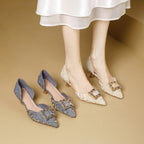 Damen elegante spitze Slingback-Pumps mit funkelndem Schmuckdetail