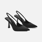 Damen elegante Slingback-Pumps mit spitzem Zehenbereich und komfortablem Blockabsatz R&B