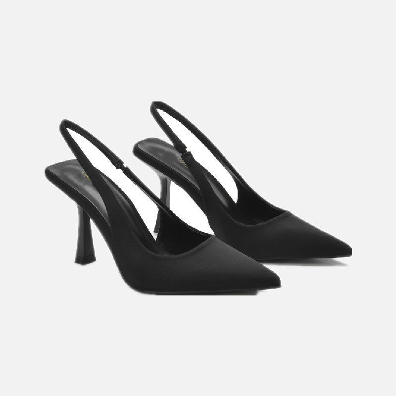 Damen elegante Slingback-Pumps mit spitzem Zehenbereich und komfortablem Blockabsatz R&B