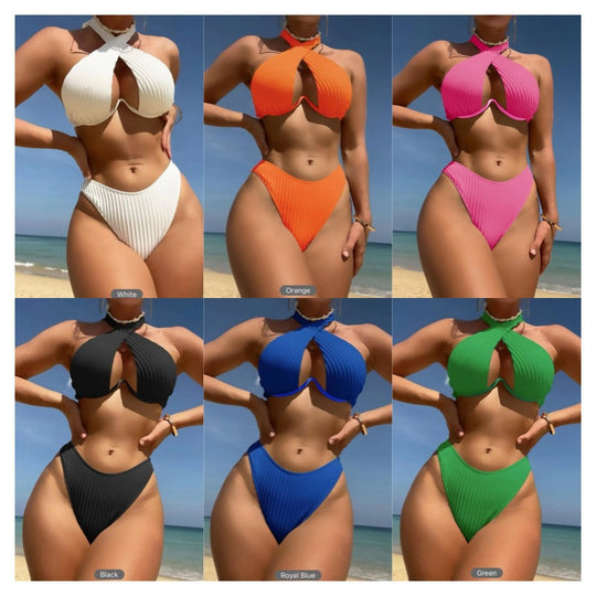 Damen Design-Bikini mit gekreuztem Oberteil R&B