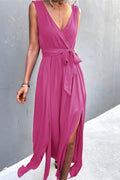 Damen Wickelkleid mit eleganter Schärpe und hohem Schlitz R&B