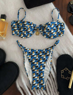 Damen Premium Bikini-Set mit stilvollem Geometric-Muster R&B