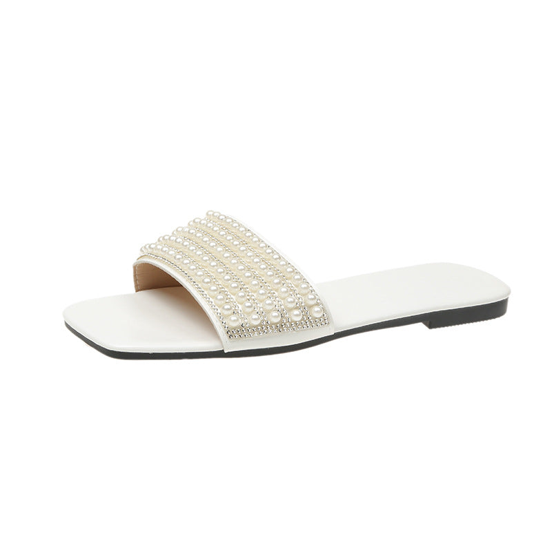 Damen Glamouröse Riemensandalen mit eleganten Perlenverzierungen R&B