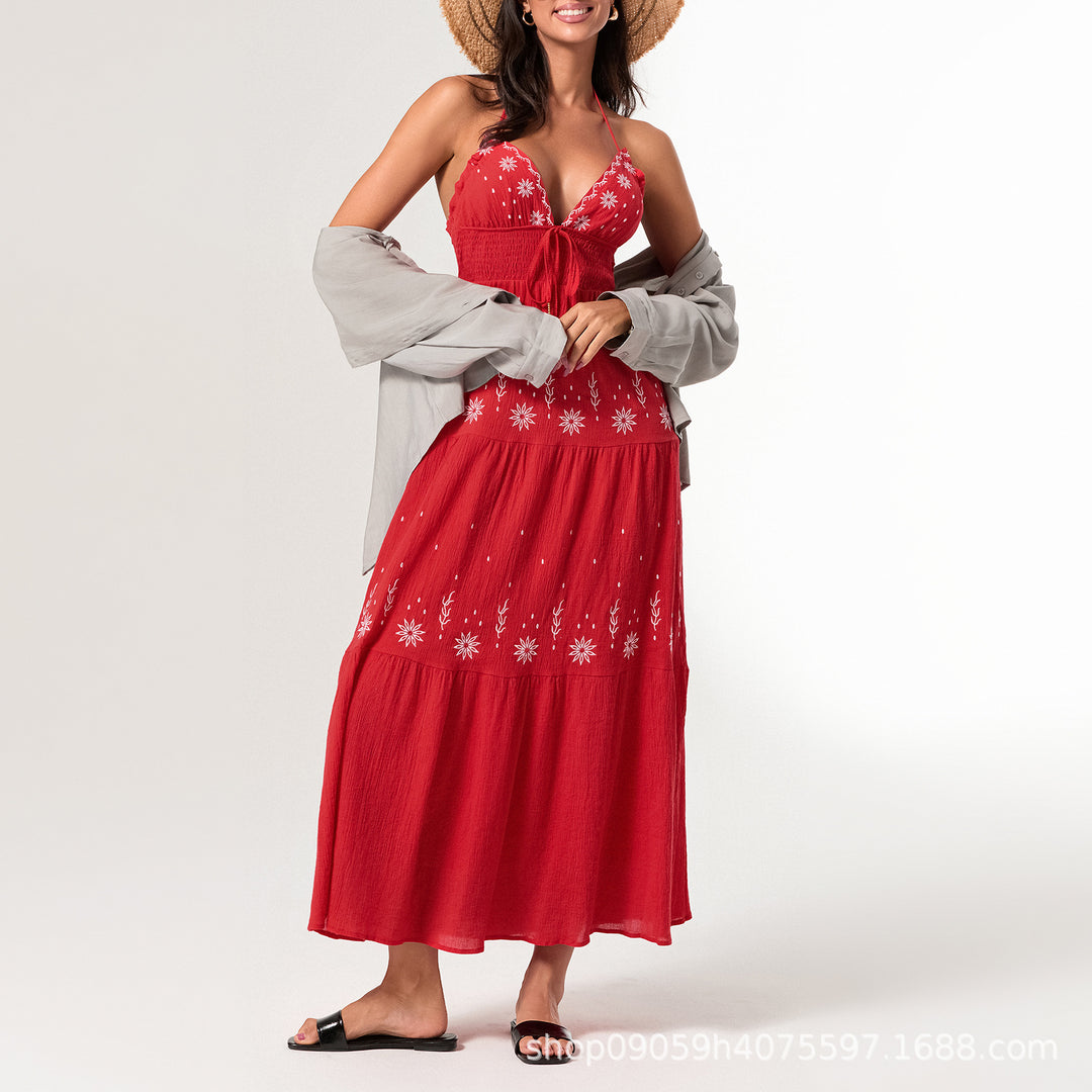 Damen Maxikleid mit zarten Stickereien R&B