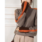 Damen Hochwertiger Rollkragenpullover mit Chevron-Muster